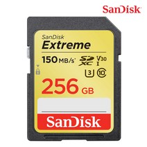 샌디스크 EXTREME SDXC Class10 SDXVA 대량구매가능4K SD메모리카드 카메라, 256GB