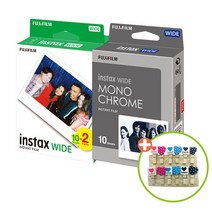 인스탁스 와이드필름2p+와이드 모노크롬1p+하트나무데코, 1개, 와이드20장+와이드모노크롬10장+사은품