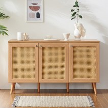 [소티디자인] 플란츠 라탄 다용도 수납 거실장 1200 (직접조립 70-120O), 캄포 단품+드릴 [70-120OUP]