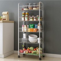 이동식 트롤리 바퀴달린 수납장 트레이 수납 선반트롤리 이동식트롤리 철제수납장 거실선반 3단선반 이동식수납장 틈새수납 무볼트앵글선반 3단트롤리 팬트리선, 5단 이동형 블랙