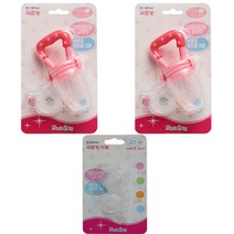 맘스베이비 실리콘 과즙망 리필, 핑크2개+리필1개