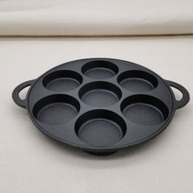타코야키 팬 다코야키 타코야끼 다코야끼 기계 7 구멍 깊게 오믈렛 주철 홀 계란 버거 금형 코팅되지 않은 만두 팬케이크, 블랙입니다.