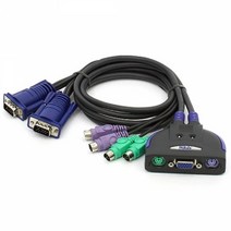 에이텐 CS62S 케이블 KVM 스위치 2포트 PS2 VGA 0.9m 스위칭허브/서버-KVM