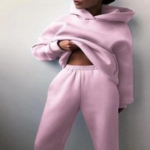 드라이슈트 웻슈트 여성용 운동복 따뜻한 후드 오버사이즈 단색 캐주얼 긴 바지 가을 겨울, 28.Pink - XL