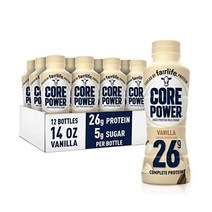 Fairlife Core Power 26g 단백질 밀크 쉐이크 운동 회복을 위한 바로 마실 수 있는 음료 바닐라 14 Fl Oz(12개) 1팩