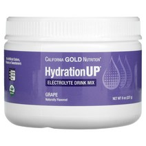 California Gold 뉴트리션 Hydratio 하이드라티오nUP Electrolyte 전해질 이온 드링크 믹스 포도맛 8 oz 227 g