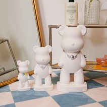 규조토 오브제 목걸이 블랑베어 화이트/핑크 귀여운 곰 선물 공기정화 습도조절 인테리어 소품, 블랑베어 소형+중형, 핑크