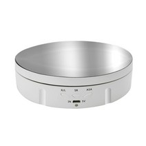 OEM 새로운 충전 자동 턴테이블 라이브 주얼리 핸드메이드 비디오 전동 회전 테이블 파노라마 디스플레이 테이블(비디오 포함), Silver + White_