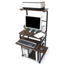톡톡디자인 이동식 2단 구성 공간절약형 철재책상, 월넛