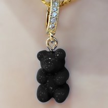 쥬얼젤리곰-불투명블랙 펜던트 곰돌이 테디베어 목걸이 액세서리 키체인 하리보