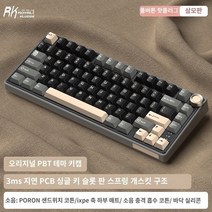 키보드공방 RKR75 맞춤형 기계식 키보드 무선 블루투스 3모드 가스켓 구조 75% 풀 키 플러그인 스틸 장착, A.안개비 축, A.공식 표준, F.✅R75 팬텀 RGB 라이트 풀 키 플러그인 3가지