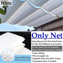대형어닝 차양 비 가림막 파고라 전동 자동 두꺼운 자외선 차단 HDPE 패브릭 Pergola 개폐식 웨이브 네트 테라스 발코니 슬라이딩 캐노피 수영장 선 커버, White+09mx8m