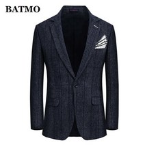 Batmo 양모 캐주얼 체크무늬 블레이저 남성 정장 재킷 남자 M-10XL x28
