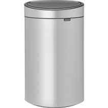 브라반티아 Brabantia 47.9L(10.6갤런) 주방 터치 쓰레기통 새 제품(플래티넘) 탈착식 뚜껑 부드러운 오픈 + 가방, 10.6 Gal, Metallic Gray