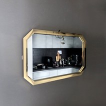 루렌 직팔각 벽거울 화장대 골드 탁상 욕실 인테리어, 05. 블랙