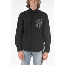 Just Cavalli RHINESTONE EMBELLISHED 로고 솔리드 컬러 셔츠 S03DL0331 N39188 900