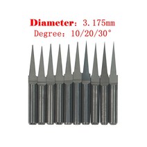 생크 3 개 CNC 목공 밀링 커터 도구 라우터 나무 엔드 밀 비트 선반 기계 3.175mm 10 20 30 도, [01] 3pcs, [18] 3.175x30x1.0