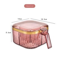 인테리어 소모품 가정용 주방 조미료 항아리 조합 세트 멀티 그리드 소금 글루탐산 모노나트륨 후추 보관 병, 4.transparent red