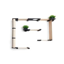 CatastrophiCreations Mini Garden- 다층 고양이 해먹 및 등산 활동 센터 벽걸이 나무 선반 오닉스차콜 575469, Onyx Bamboo/Natural Canvas