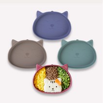 [마미스테이블] 식품용실리콘 뚱냥이 흡착식판(본체만) 유아 돌 아기 그릇 식기 중기 이유식 용기, 뚱냥이 베어브라운(본체만)
