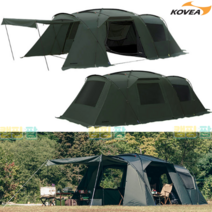 코베아 네스트 w 카키 루프+그라운드 시트 거실형 텐트 대형 터널형 풀세트 사계절 리빙쉘 오토 캠핑, 탄