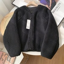 라운드 노카라 봄 트위드 자켓 Lambswool 자르기 여성 따뜻한 v 넥 솔리드 한국