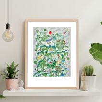 [그림닷컴] 제주생활의 중도 (100 Editions) Mountain 이왈종 판화 액자추가가능, (원목)우드베이지