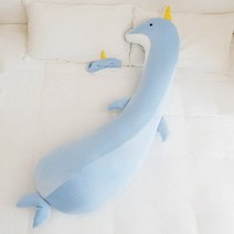 KEELIA 귀여운 거위 그린악어 바디필로우인형 모찌 동물 대형 롱쿠션, 블루 유니콘(커버분리가능)