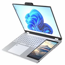 노트북 태블릿 일체형 가벼운 듀얼 모니터 셀러론 PC 15.6 인치 스크린 멀티 터치 휴대용 전자 노트 인강용 필기 탭 포토샵 그래픽 일러스트 드로잉 패드, 156-5105, Windows10 Windows11, 16GB, 512GB, 인텔 셀러론 N5105 스페이스 실버, 실버화이트