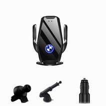 Ecool carlogo 무선충전 핸드폰 거치대 + carlogo 3.0 고속충전기 + 송풍구 거치대 + 부착형 거치대 + USB-C 전원선 세트, Black, BMW