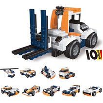 [BRICKCOOL 블럭] 블록세트 지게차 변형 장난감 10in1 10배 즐거운 일하는 자동차 조립 장난감 카 모델