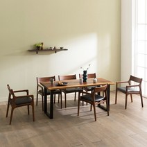 장인가구 에픽 로즈우드 우드슬랩 식탁 6인세트(의자6)(착불), 내츄럴