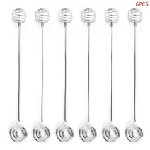 허니디퍼 꿀스푼 꿀스틱 꿀봉 허니스틱시럽 냄비 항아리에 대 한 6pcs 스테인레스 스틸 꿀 국자 스틱 서버, 01 Silver