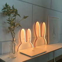 이코노미쿠스 붙이는 LED 토끼 침대 간접 조명 수면등 무드등 대형, 핑크 (소)