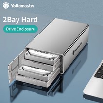 몽이몰 호환 Yottamaster 알루미늄 타입 C 듀얼 베이 외장 하드 드라이브 인클로저 25 인치 35 SATA HDD용 USB31 GEN1 PS200C3, US Plug