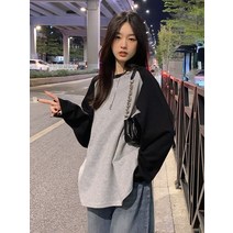 퍼즐 래글런 슬리브 오버사이즈 티셔츠