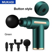 mukasi massage gun lcd display electric massager for body neck back pain relief therapy deep muscle, 녹색 버튼 4개 헤드, C형