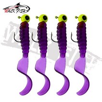텃밭 관리기 농업용관리기 도보 물고기 4PCS 3.5g 지그 후크 6cm 소프트 테일 루어 미끼 웜 구더기 실리카, 09 Purple