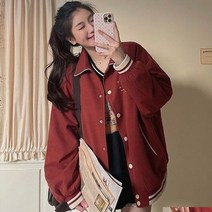 컬러 블록 야구 자켓 아메리칸 레트로 짧은 귀여운 소녀 카디건 스웨터 일본 스타일