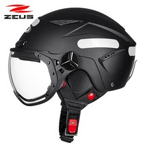 오픈페이스 남자와 여자 제우스 전기 스쿠터 모토 반사 스티커가 달린 오픈 헬멧, 18 126DE matt black