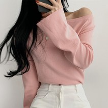 보트넥 오프숄더 니트 나팔소매 긴팔3color