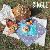 더해피 양면방수 1인용 식탁/테이블/피크닉 매트 소풍아이템_[230118EA], 양면방수 매트(싱글)_꿀벌 핑크