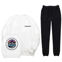 캠핑룩 오버핏 맨투맨 조거팬츠 트레이닝복 세트 (트래블)