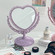 레이스 하트거울 공주님거울 스윙 화장거울 하트탁상거울 귀여운소품, 퍼플