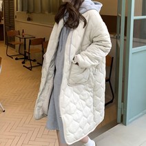 네모엔룩 여성용 롱웨이브퀼팅 (안감인조털) 패딩 자켓