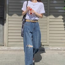 0 velys 무릎 찢청 와이드 팬츠 CSP1174