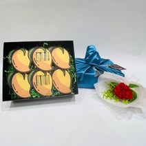 러블리팜 명품 용돈 선물 한우 + 보자기 + 태슬 + 비누꽃 한송이 카네이션 세트, 망고+한송이카네이션세트, 블루