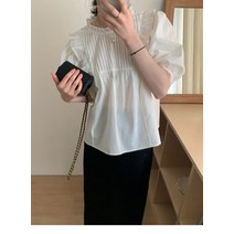프렌치 시크 여성 퍼프 반팔