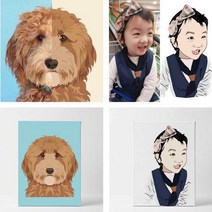마이월플레이즈 주문제작액자 팝아트 캐리커쳐 초상화 캔버스액자, 인원수선택(2인)