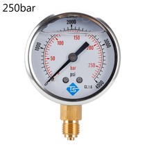 이중 스케일 압력 게이지 다이얼 디스플레이 워터 오일 에어 가스 게이지 미터 1/4 인치 BSP, 250bar, 1개